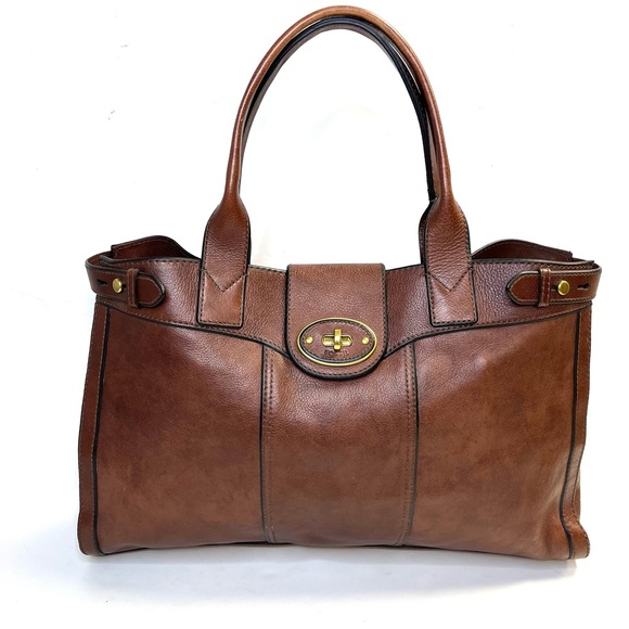 Fossil Handbags - Fossil Vintage Brown Leather Weekender Computer Bag Tote